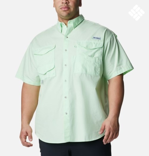 Men's Columbia PFG Bonehead Short Sleeve Shirts Mint | Plus Size CA-H4305